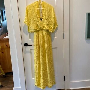 Nina Leonard Summer‎ Dress.  Yellow.  Size Large.  Long Ankle Length.